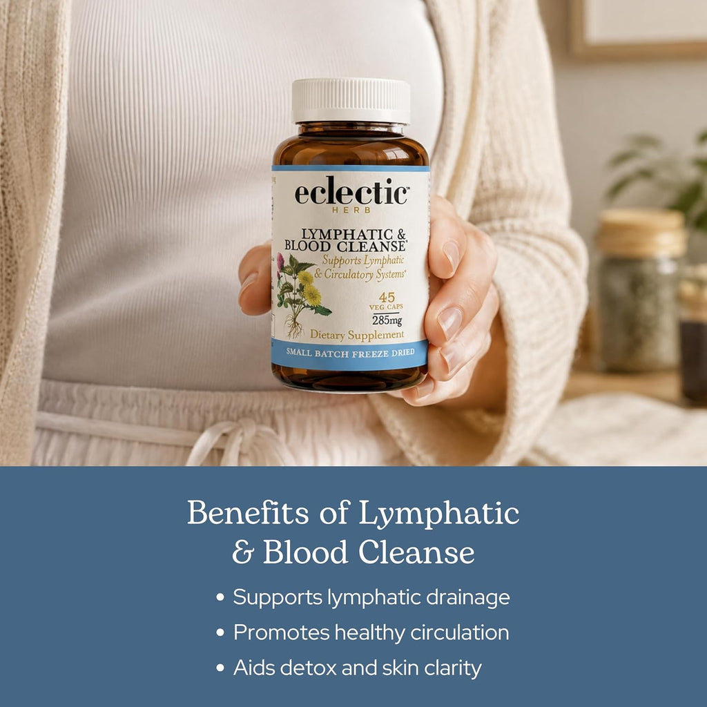 Eclectic Herb - Lymph & Blood Cleanse Capsules | Lymphatic & Circulatory Support | Freeze Dried, Concentrated Herbal Supplement | Natural, Wildcrafted, Non-Gmo, Gluten Free, Vegan (45 CT | 285 Mg)