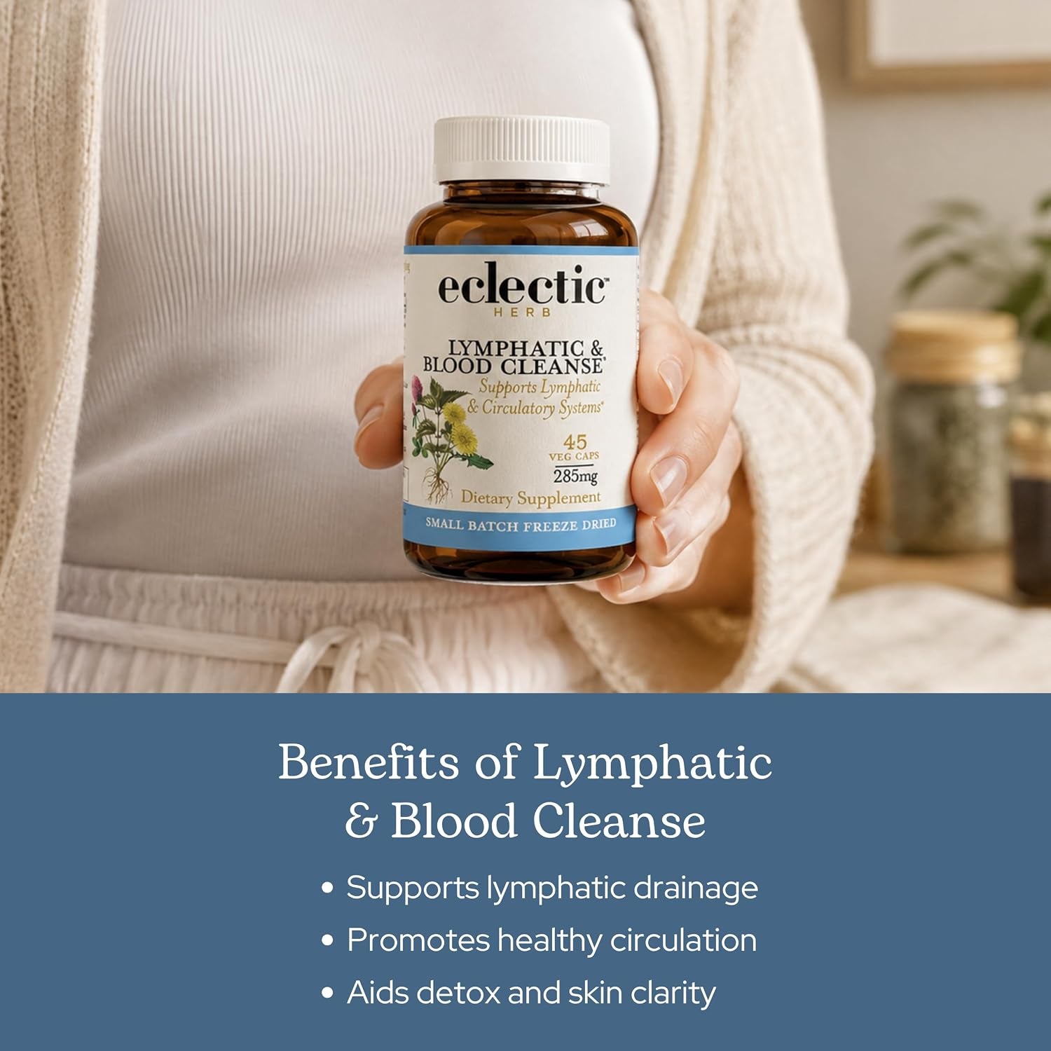 Eclectic Herb - Lymph & Blood Cleanse Capsules | Lymphatic & Circulatory Support | Freeze Dried, Concentrated Herbal Supplement | Natural, Wildcrafted, Non-Gmo, Gluten Free, Vegan (45 CT | 285 Mg)
