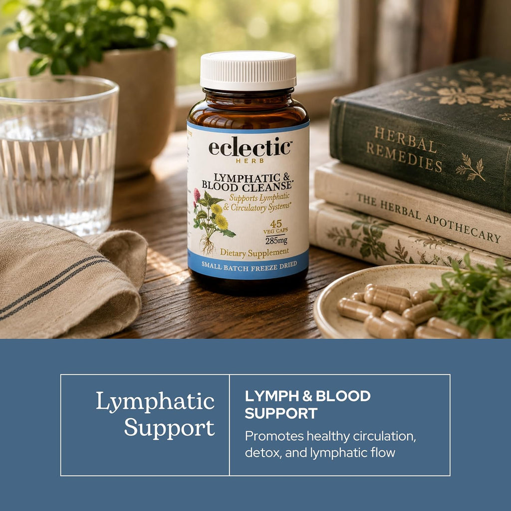 Eclectic Herb - Lymph & Blood Cleanse Capsules | Lymphatic & Circulatory Support | Freeze Dried, Concentrated Herbal Supplement | Natural, Wildcrafted, Non-Gmo, Gluten Free, Vegan (45 CT | 285 Mg)