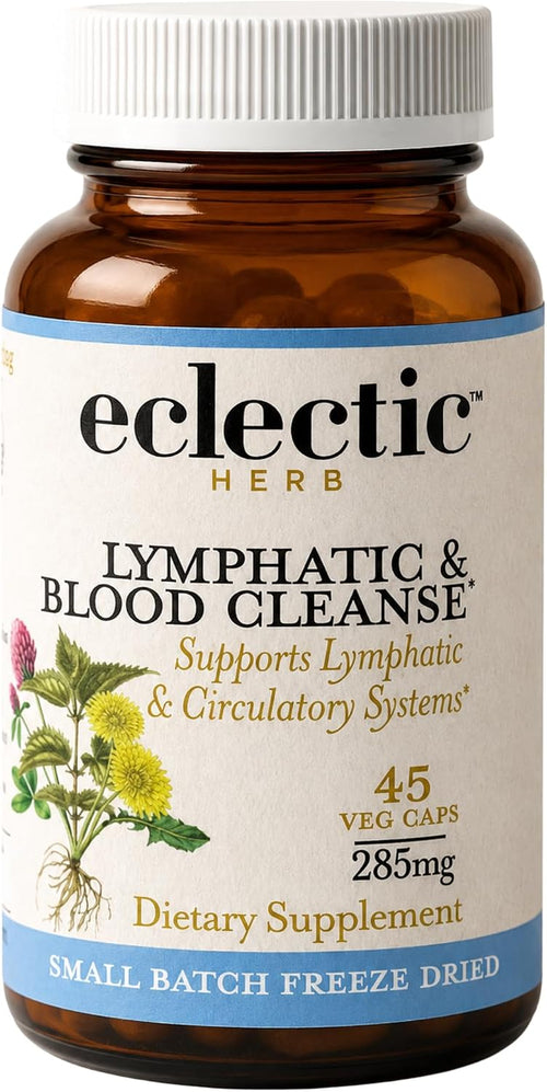 Eclectic Herb - Lymph & Blood Cleanse Capsules | Lymphatic & Circulatory Support | Freeze Dried, Concentrated Herbal Supplement | Natural, Wildcrafted, Non-Gmo, Gluten Free, Vegan (45 CT | 285 Mg)