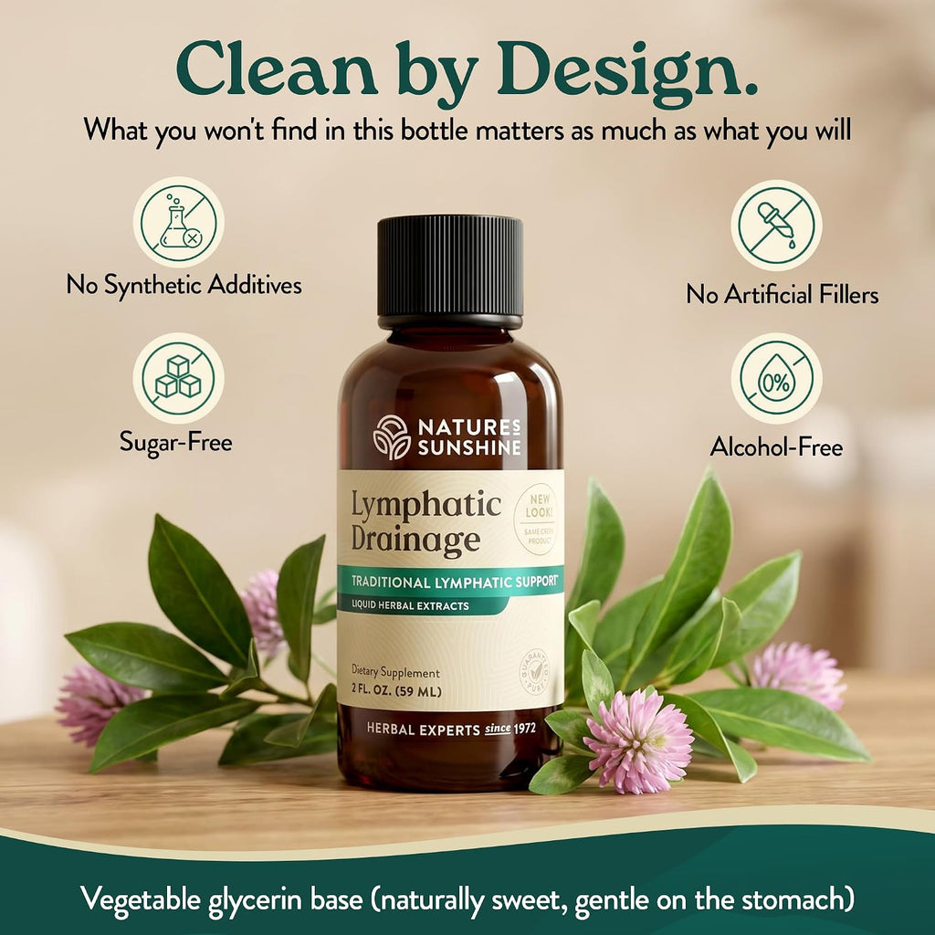 Lymphatic Drainage Drops with Cleavers Extract - 60 Serv. | Herbal Lymphatic Support Supplement Complex for Lymph Drainage, Red Clover, Red Root & Prickly Ash Bark for Lymph System Flow