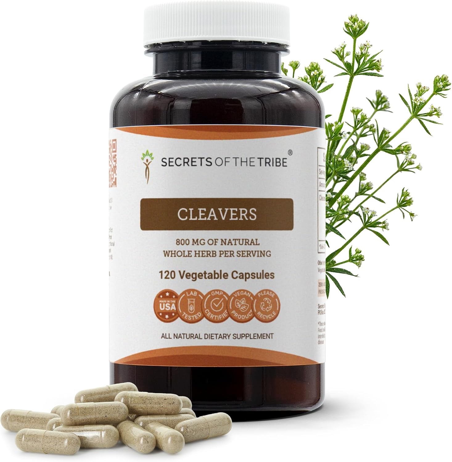 Cleavers 120 Capsules, 800 Mg, Cleavers (Galium Aparine) Dried Herb (120 Capsules)