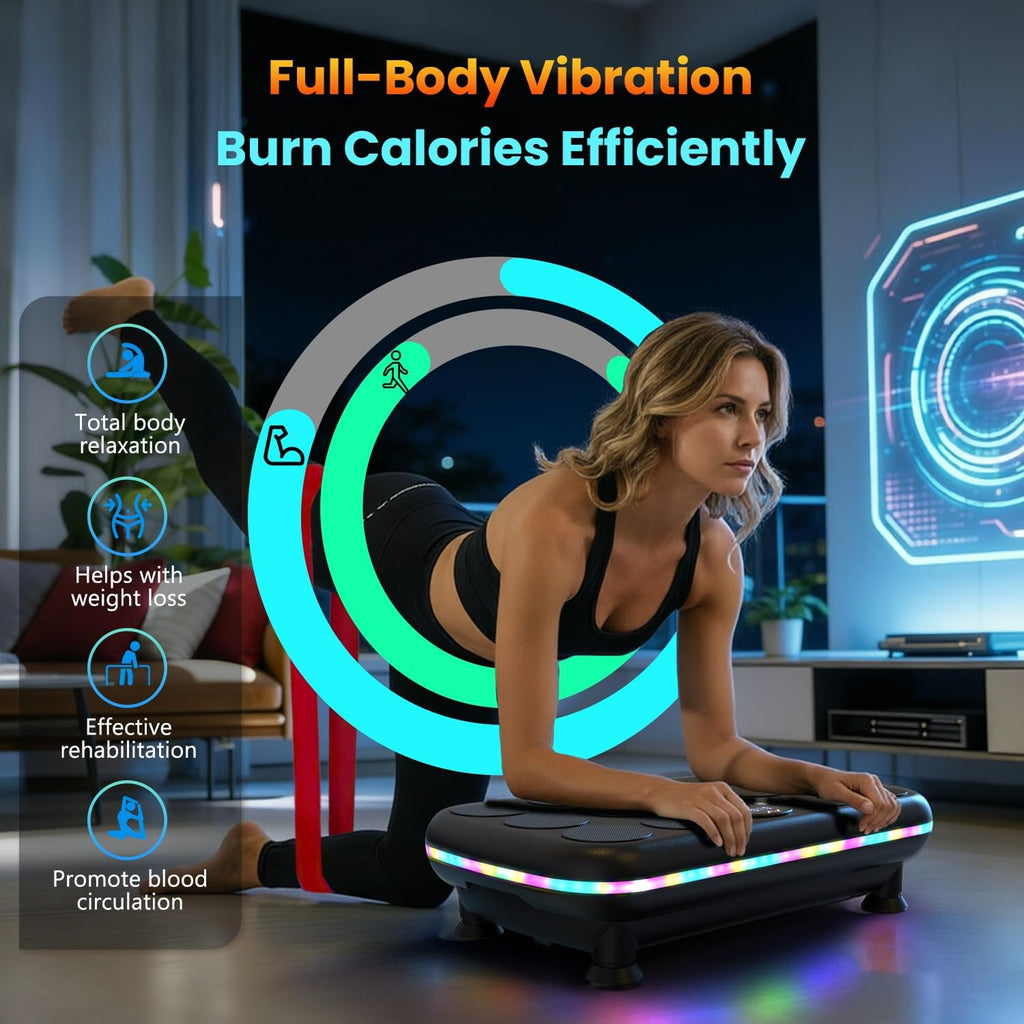 Vibration Plate Fitness Platform Exercise Machine Vibrating Shaking Full Body Shaker Workout Vibrate Stand Shake Board Sport for Weight Loss Fat Burner for Gym Home Office
