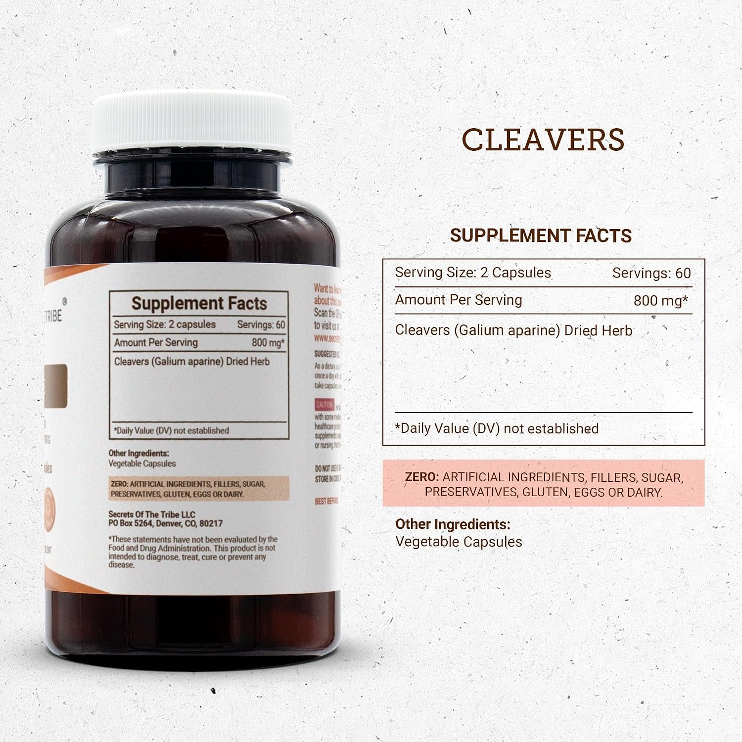 Cleavers 120 Capsules, 800 Mg, Cleavers (Galium Aparine) Dried Herb (120 Capsules)