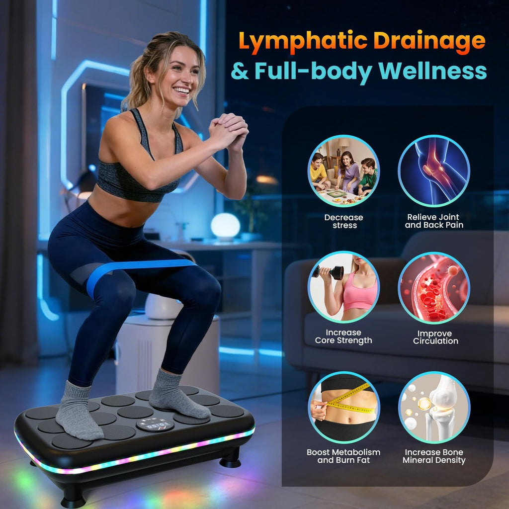 Vibration Plate Fitness Platform Exercise Machine Vibrating Shaking Full Body Shaker Workout Vibrate Stand Shake Board Sport for Weight Loss Fat Burner for Gym Home Office