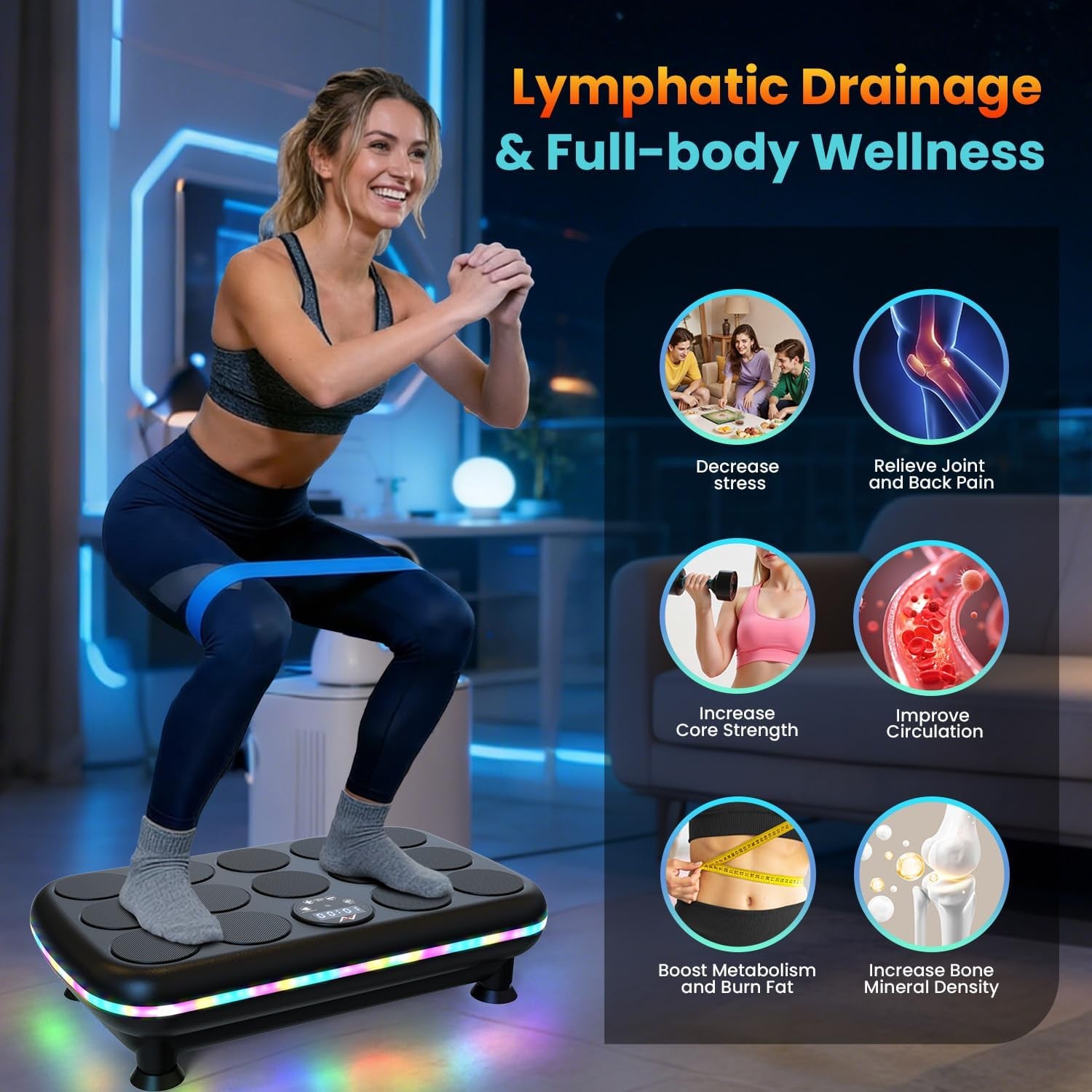 Vibration Plate Fitness Platform Exercise Machine Vibrating Shaking Full Body Shaker Workout Vibrate Stand Shake Board Sport for Weight Loss Fat Burner for Gym Home Office
