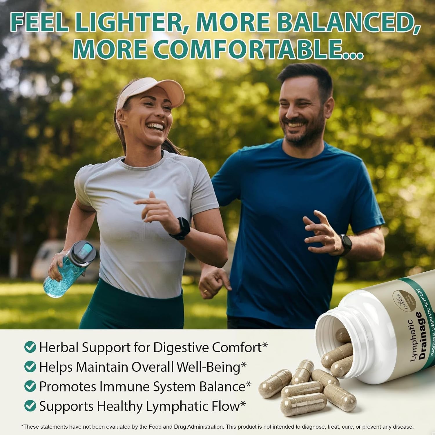 Lymphatic Drainage Supplements, Lymphatic Drainage Capsules for Immune Health & Fluid Balance – Natural Herbal with Echinacea, Dandelion & Burdock Root, Non-Gmo, Vegan, Gluten Free - 120 Capsules