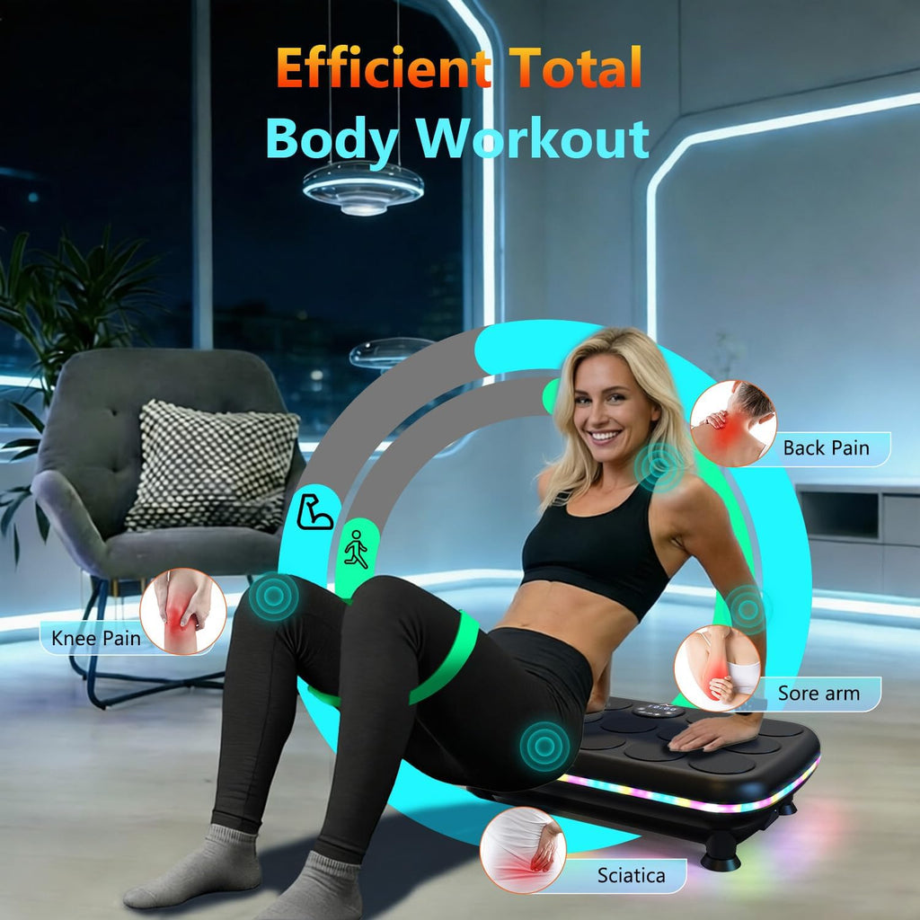 Vibration Plate Fitness Platform Exercise Machine Vibrating Shaking Full Body Shaker Workout Vibrate Stand Shake Board Sport for Weight Loss Fat Burner for Gym Home Office
