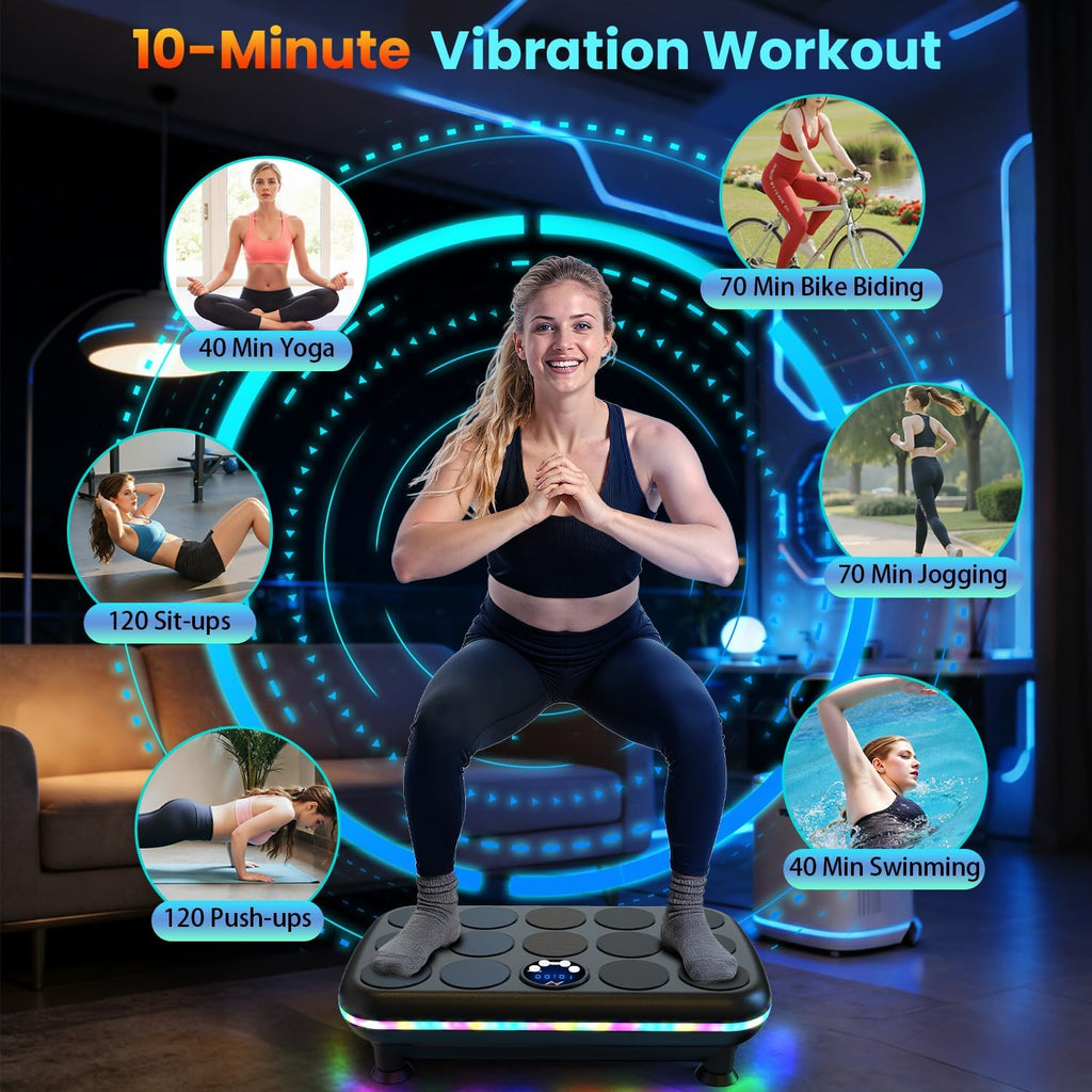 Vibration Plate Fitness Platform Exercise Machine Vibrating Shaking Full Body Shaker Workout Vibrate Stand Shake Board Sport for Weight Loss Fat Burner for Gym Home Office