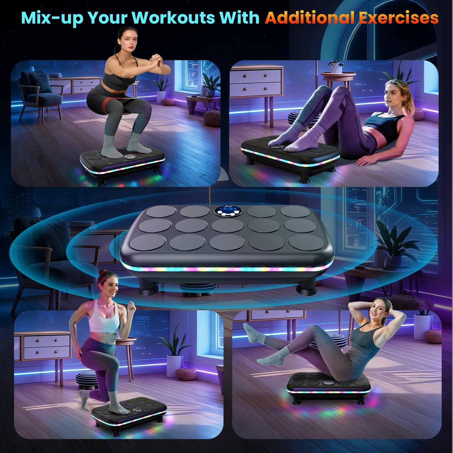 Vibration Plate Fitness Platform Exercise Machine Vibrating Shaking Full Body Shaker Workout Vibrate Stand Shake Board Sport for Weight Loss Fat Burner for Gym Home Office