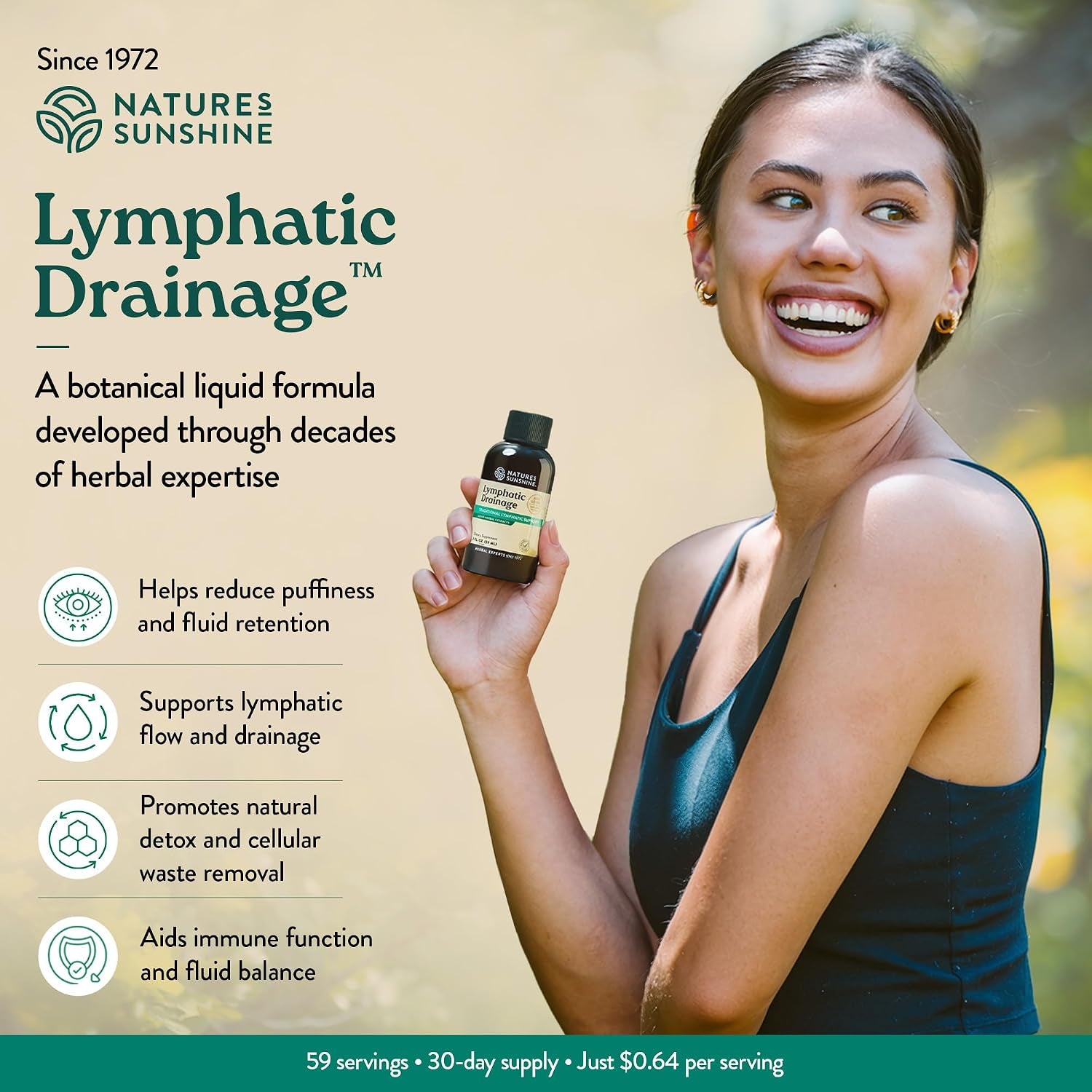 Lymphatic Drainage Drops with Cleavers Extract - 60 Serv. | Herbal Lymphatic Support Supplement Complex for Lymph Drainage, Red Clover, Red Root & Prickly Ash Bark for Lymph System Flow
